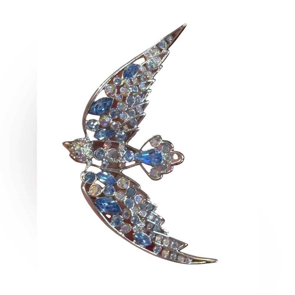 Elegant Blue Crystal Fancy Thailand Nolan Miller RARE Bird Brooch